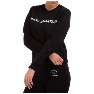 Shop Karl Lagerfeld Graffiti Logo Sweatshirt In Nero