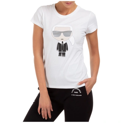 Shop Karl Lagerfeld Ikonik T-shirt In Bianco