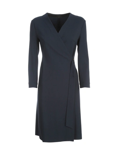 Shop Antonelli A Line Dress 3/4s V Neck In Blu