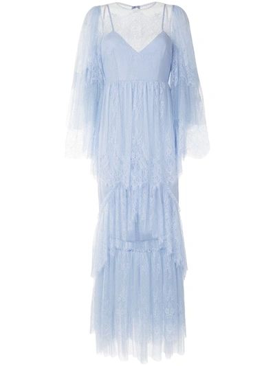 Shop Alice Mccall Mi Amor Lace Gown In Blue