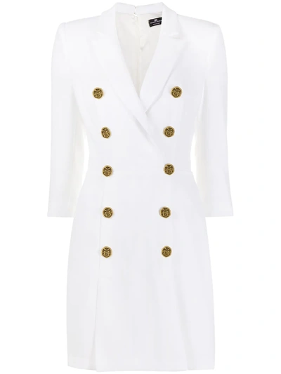 Shop Elisabetta Franchi Double-breasted Jacket Dress In White