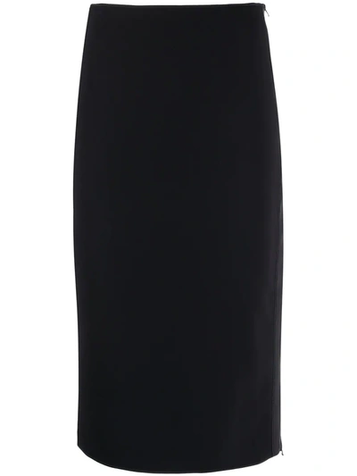 Shop Emporio Armani Panelled Pencil Midi Skirt In Black