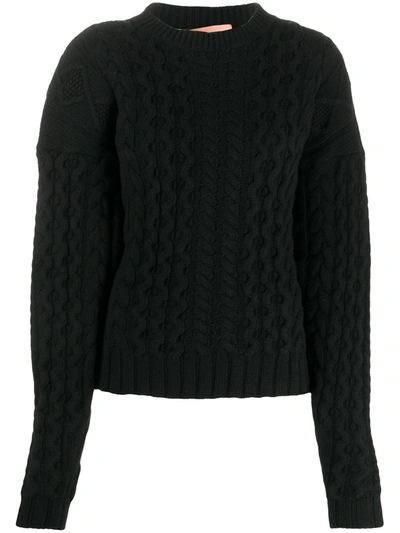 Shop Andamane Cable-knit Long Sleeve Jumper In Black