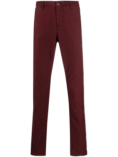 Shop Incotex Slim Fit Chino Trousers In Red