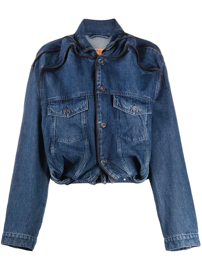 Shop Y/project Layered Denim Jacket In Blue