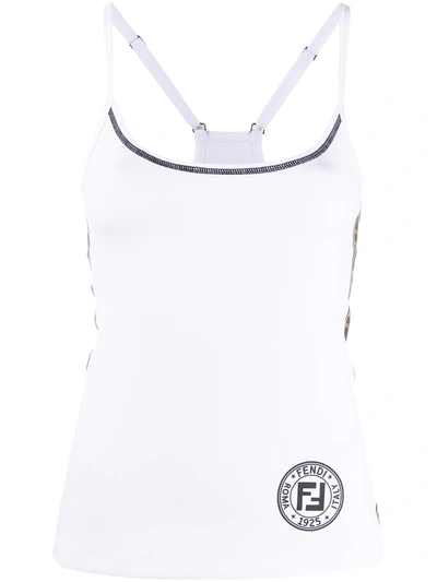 Shop Fendi Logo Print Vest In White