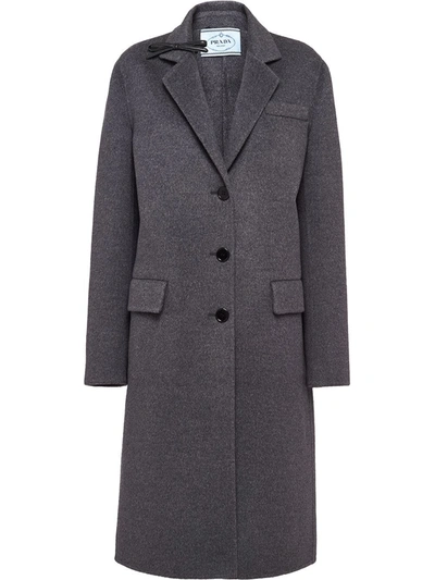 Shop Prada Single-breasted Coat In Grey