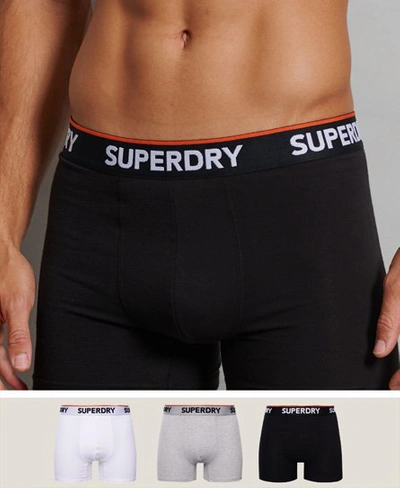 Shop Superdry Men's Organic Cotton Classic Boxer Triple Pack Light Grey / Black/grey Marl/optic