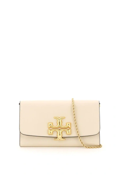 Shop Tory Burch Eleanor Clutch With Chain In Beige,white