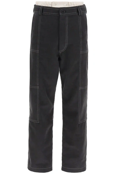 Shop Jacquemus Felix Cotton Trousers In Grey