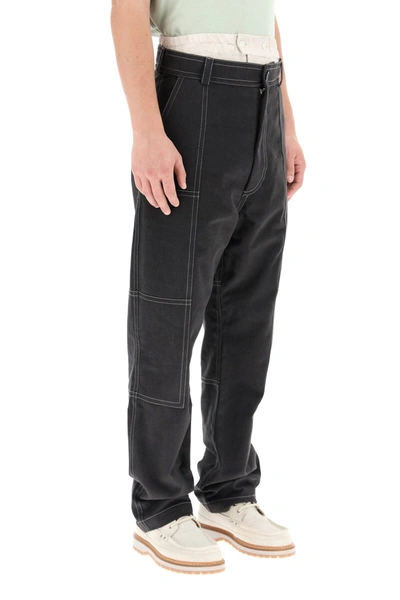 Shop Jacquemus Felix Cotton Trousers In Grey