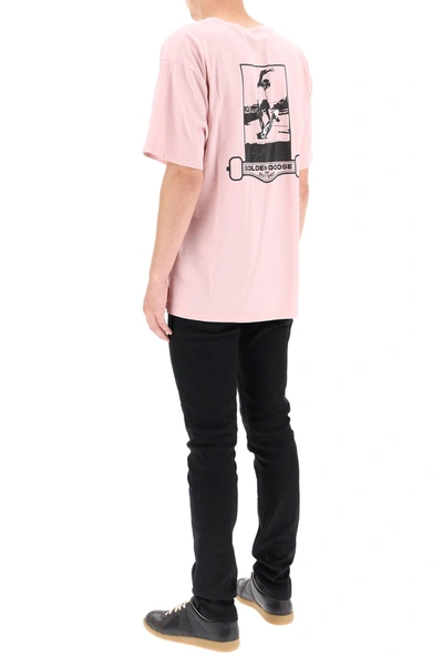 Shop Golden Goose Artu Skate Print T-shirt In Pink,black