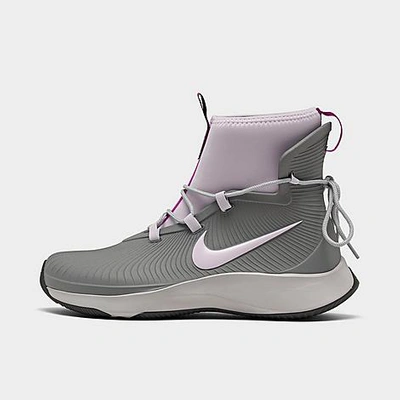 Shop Nike Girls' Big Kids' Binzie Casual Boots In Smoke Grey/light Solar Flare Heather/dark Smoke Grey/violet Frost