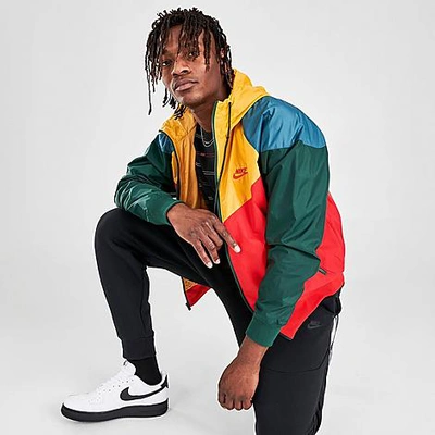 Shop Nike Men's Sportswear Colorblock Windrunner Hooded Jacket In Yellow