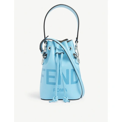 Shop Fendi Mon Trésor Logo-debossed Mini Leather Bucket Bag