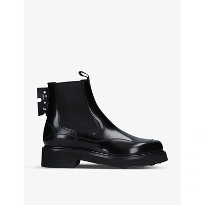 Shop Off-white Tag-detail Leather Chelsea Boots In Black