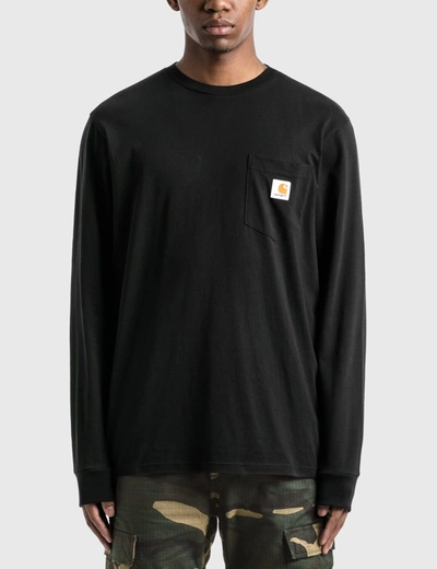 Shop Carhartt Pocket Long Sleeve T-shirt In Black