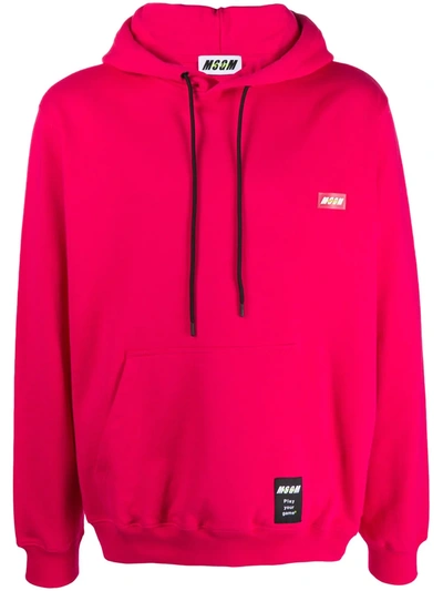 Shop Msgm Logo Patch Hoodie In Pink