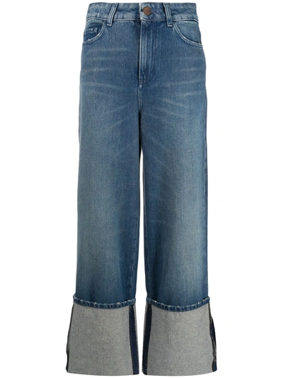 TURN-UP HEM WIDE LEG JEANS