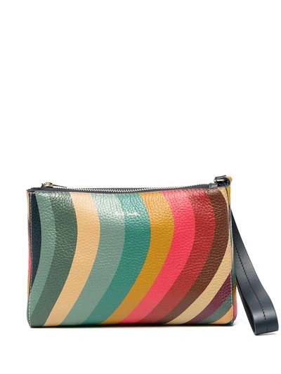 Shop Paul Smith Swirl Leather Clutch Bag In Yellow