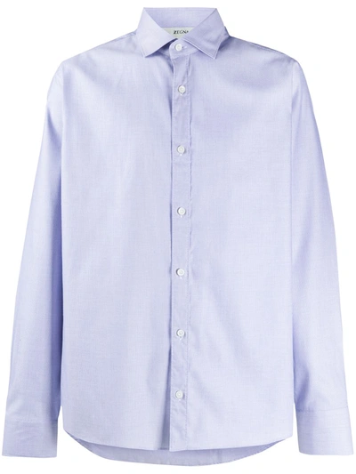 Shop Z Zegna Longsleeved Cotton Shirt In Blue