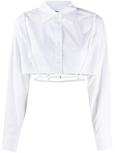 Shop Jacquemus La Chemise Cropped Shirt In White