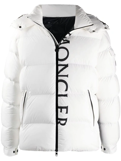 Shop Moncler Logo Print Puffer Jacket In White