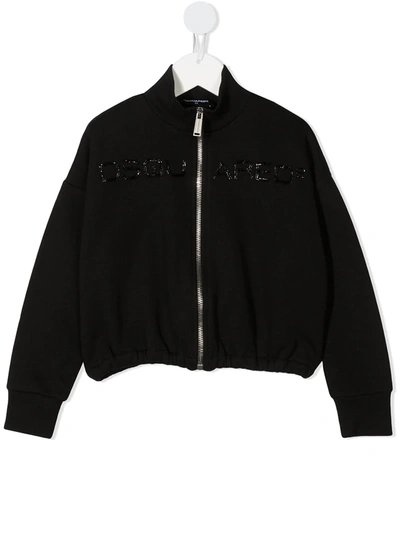 Shop Dsquared2 Beaded Logo Bomber Jacket In Black