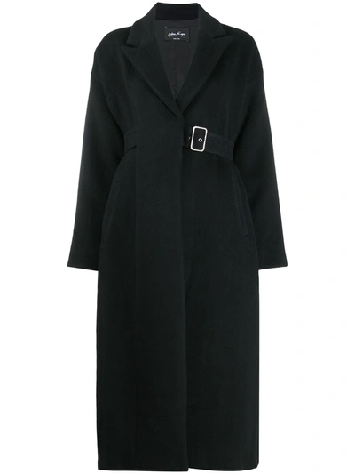 Shop Andrea Ya'aqov Buckled Cashmere-blend Coat In Black