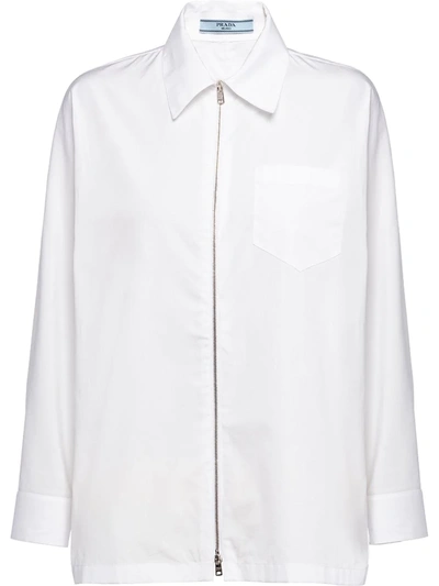Shop Prada Zip-front Tailored Shirt In White