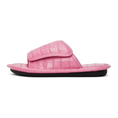 BALENCIAGA 粉色 HOME 鳄鱼纹拖鞋