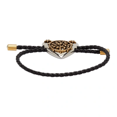 Shop Alexander Mcqueen Black And Silver Heart Charm Bracelet In 1000 Black