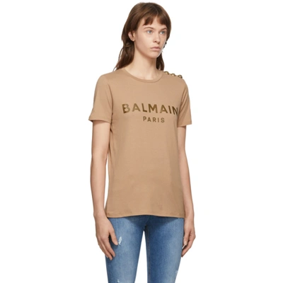 Shop Balmain Beige Three-button T-shirt In 8ke Beige F