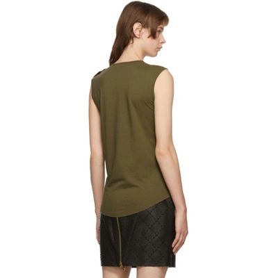 Shop Balmain Khaki Three-button Tank Top In 7kh Kaki