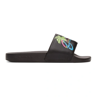 Shop Gucci Black ' Hawaii' Pool Slides