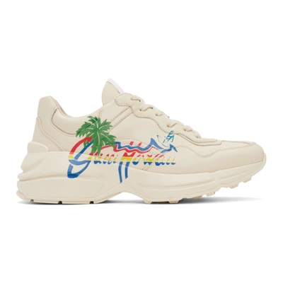 Shop Gucci Beige ' Hawaii' Rython Sneakers In White