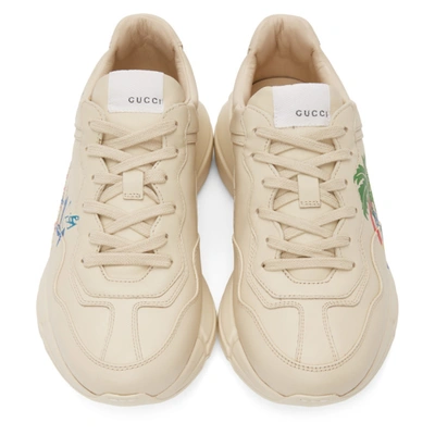 Shop Gucci Beige ' Hawaii' Rython Sneakers In White