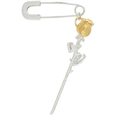 Shop Ambush Silver & Gold Rose Charm Safety Pin Single Earring