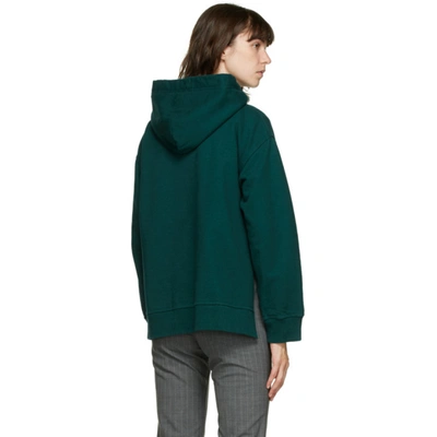 Shop Mm6 Maison Margiela Green Embroidered Logo Hoodie In 650 Teal