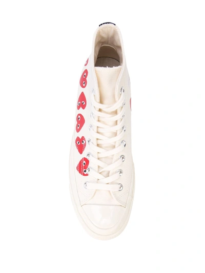 Comme Des Garçons Play Off-white Converse Edition Multiple Hearts Chuck 70 High Sneakers In White