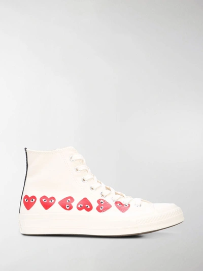 Comme Des Garçons Play Off-white Converse Edition Multiple Hearts Chuck 70 High Sneakers In White