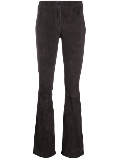 Shop Arma Suede Flared-leg Trousers In Grey