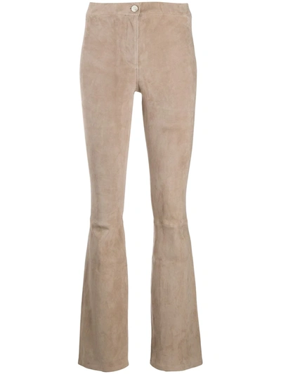 Shop Arma Bootcut Suede Trousers In Neutrals