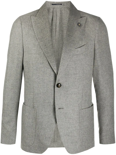 Shop Lardini Grey Cashmere Blazer Jacket