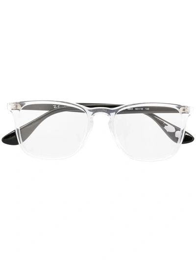 Ray Ban Transparent Rectangle Frame Glasses In Neutrals