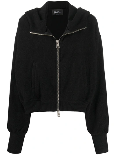 Shop Andrea Ya'aqov Zip-up Cashmere Hoodie In Black