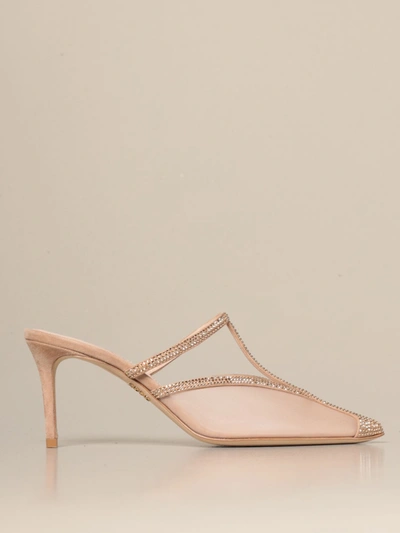 Shop Rodo Sandal In Mesh And Suede With Crystals In Nude
