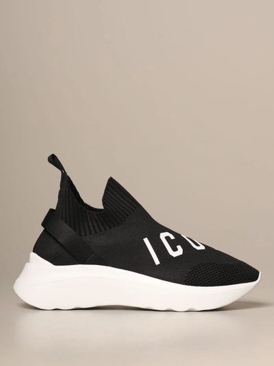 Shop Dsquared2 Sneakers In Technical Fabric With Icon Logo In Black