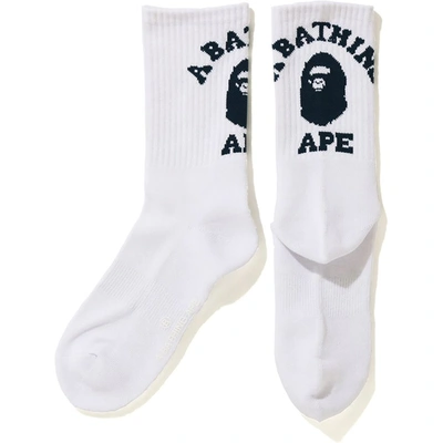 Pre-owned Bape College Socks White/navy
