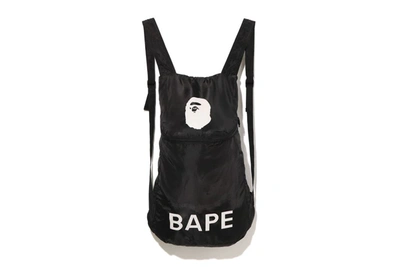 Pre-owned Bape  Ape Head Packable Backpack Black